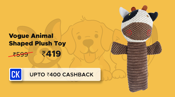 Supertails: Buy Vogue Animal Shaped Plush Toy worth Rs 599 at Rs 419 + Upto Rs 400 CashKaro Cashback on Supertails Orders over Rs 1000